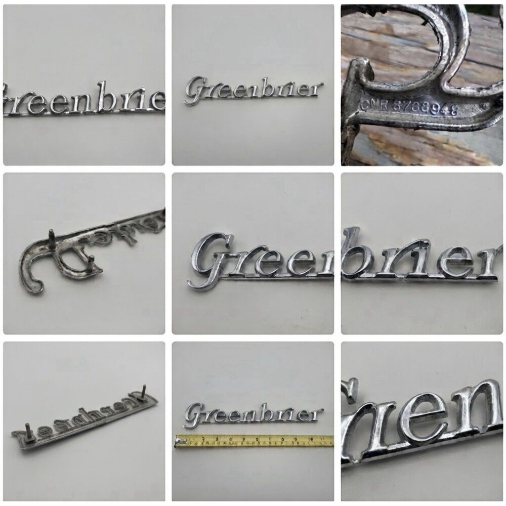 VTG Chevrolet Greenbrier Script Fender Emblem Badge Nameplate OEM CNR 8733948.
